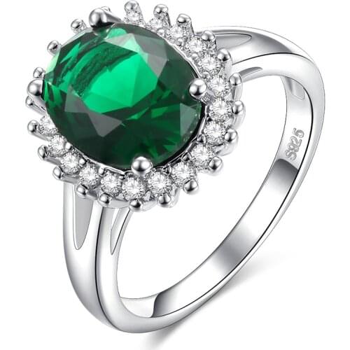 Classic 925 Silver Jewelry Rings Oval Emerald Zircon Gemstones Finger Ring for Women Wedding Party Gift Accessories Wholesale