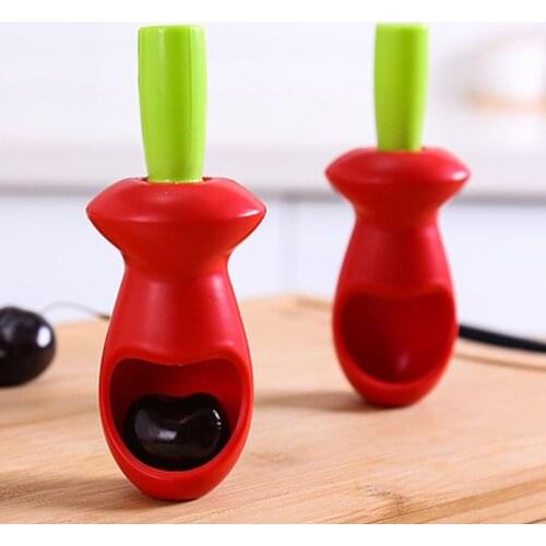 Creative Finger Press Cherry Corer Pitter Tool Fruit Seed Remover Plasitc Huller X7JE