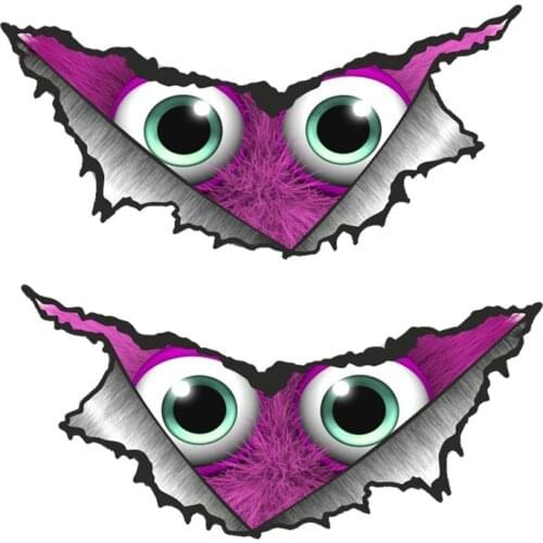 LLY-0646 Large Triangular Ripped Torn Metal Cute Purple Monster Motif Decal PVC Cars Motorcycle Sunscreen Waterproof Decals