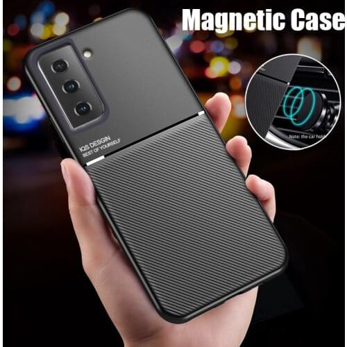 Phone Magnetic Car Plate Covers For Samsung Galaxy S21 Ultra Core Leather Frosted Stripe Case For Samsung S30 Ultra Cover Coque