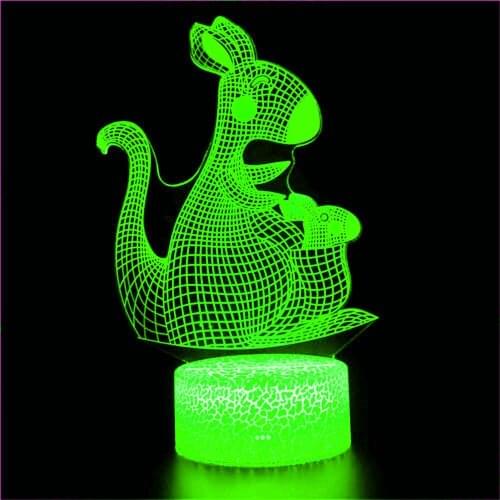 Cartoon anime animal cute kawaii kangaroo baby 3D night light toy USB luminous table Lampala childrens colorful Christmas gift
