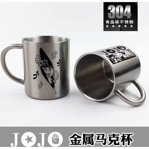 Anime JoJos Bizarre Adventure Golden Wind Bruno Bucciarati Kujo Jotaro Cups Stainless Steel Mug Cup Cosplay Prop Xmas Gift