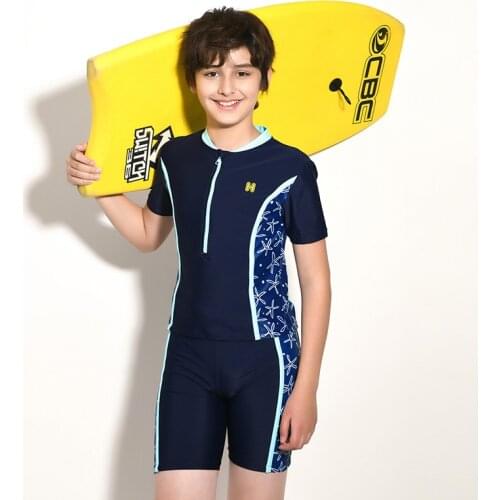 New One-Piece Boys Swimwear Surfing Clothing Beach Bathing Suit Short Sleeve Sports Swimsuit Baby Boy Children Beachwear Kids