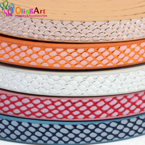 OlingArt newest 6MM 1Yard Flat PU Bright spot lines wire Leather Cords /accessories/DIY Bracelet necklace Jewelry making