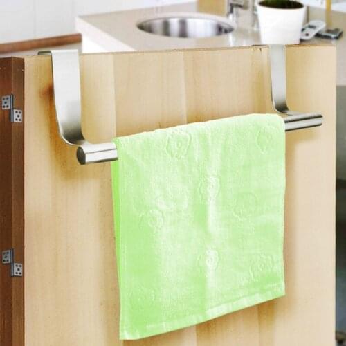 Home Storage Organization Towel Rack Over Door Bar Hanging Holder Stainless Steel Bathroom Kitchen Cabinet Rag Shelf Hanger