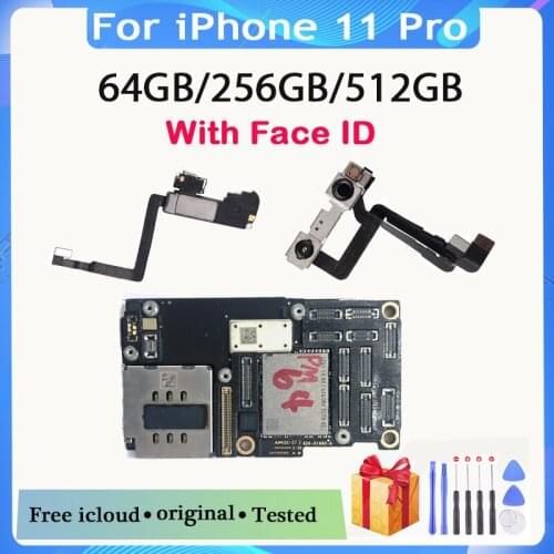 Unlocked Mainboard For iPhone 11 pro Motherboard Without /With Face ID Logic board MB For iPhone 11pro Motherboard Free icloud