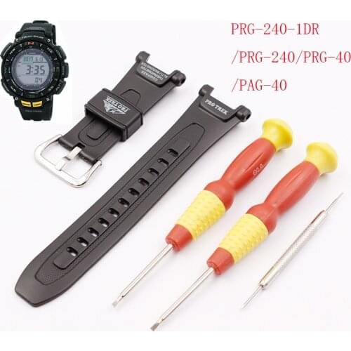 Watch accessories For Casio mountaineering watch PRG-240B/PRG-240/PRG-40/PRG-240-1DR pin buckle mens black resin sports strap