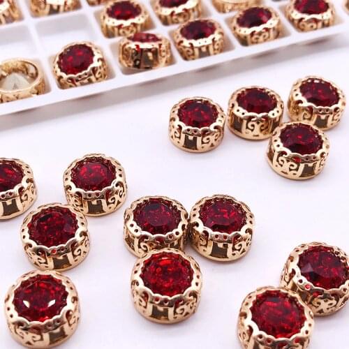 DIY Garment fabrics Set Siam gems Golden Nest Claw Base glass Garment Beads Clothing beads handmade party dress with beading dec