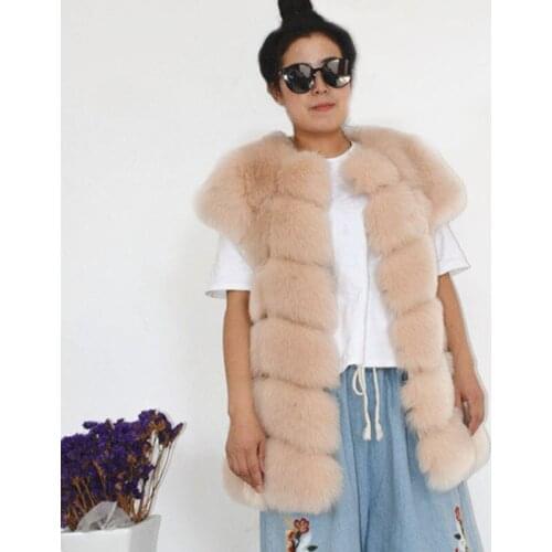 Savabien 2019 Autumn Winter Luxury Faux Fox Fur Coat Women Plus Size Faux Fur Vest Short Sleeve Fluffy Fur Jacket Gilet Female