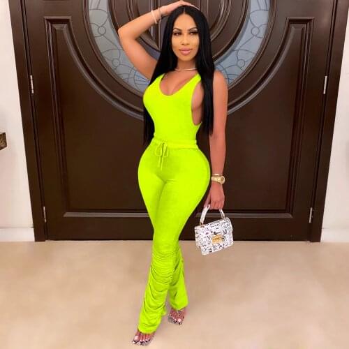 Sexy Womens Two Pieces Sets Running Fitness Wear Sleeveless Top Lace Up Stacked Long Pants Summer Autumn Female Outfits