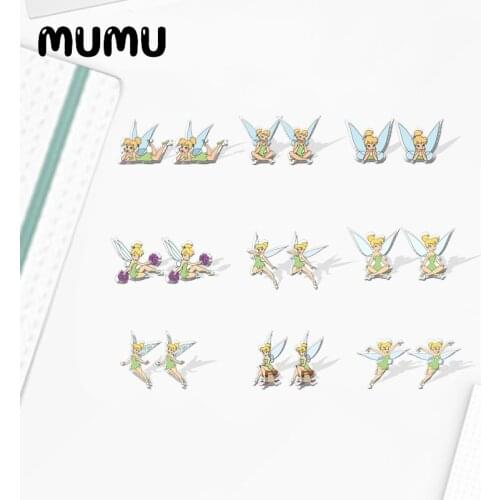 2021 New Tinkerbell Stud Earring Little Fairy Epoxy Jewelry Resin Acrylic Earrings Handmade Gifts Fan