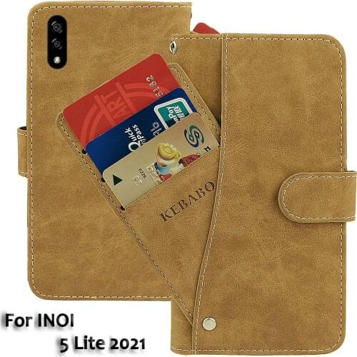 Vintage Leather Wallet INOI 5 Lite 2021 Case 5.5" Flip Luxury Card Slots Cover Magnet Phone Protective Cases Bags