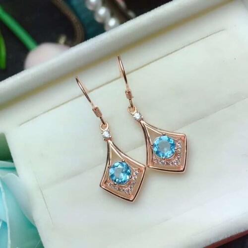 High Quality Topaz S925 Sterling Silver Gem Earrings Fine Fashion Jewelry for Women Free Shipping MeibaPJFS