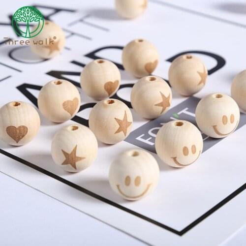 20pcs Wooden Heart Beads DIY Necklace Bracelet Decorative Fitting Teething Accessory Baby Toys DIY Crafts