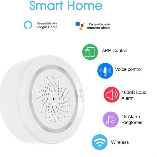 3 In 1 Wifi Siren Alarm Linkage With Temperature Humidity Sensor Tuya Smart Life Alexa Google Home IFTT