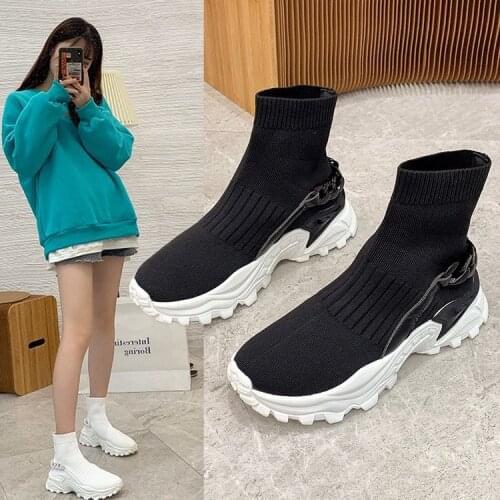 2021 Women Sneakers Fashion Socks Shoes Casual Sneakers Summer knitted Vulcanized Shoes Women flats Trainers