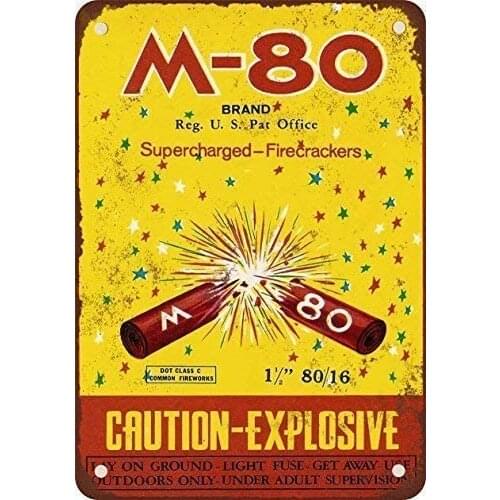 Joycenie Tin Sign New Aluminum Sign M80 Supercharged Firecrackers Indoor Outdoor Metal Sign Vintage Retro Wall Decor 12x8 Inch