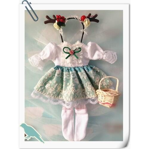 1 Set kawaii deer style dress Clothes For Blyth Doll 11'' 11.5'' Accessories Gifts