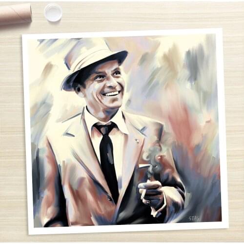 100%Handmade Oil Painting Hand FRANK SINATRA photo portrait painting CANVAS ART shipping free