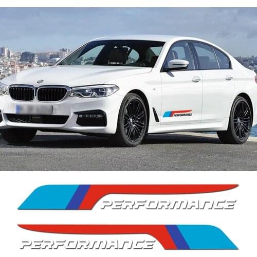 2pcs 2018 New M Power Performance Door Side Car Sticker Decal for Bmw e46 e90 e39 f30 f10 e70 e60 e36 x5 e53 e34 e30 f20 e87 e61