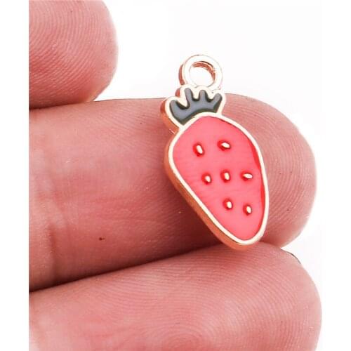 20PCS 18*9mm Gold Tone Alloy enamel Strawberry pendant charm Necklace Accessories Jewelry Findings Handmade DIY bangle Bracelet