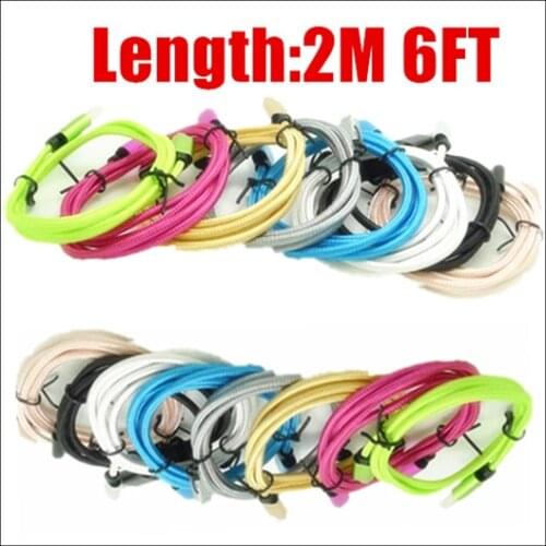 200pcs/lot 1m & 2M 8pin Fabric braided Aluminum Alloy Usb data charger for iphone 5 5s 6 6s 7 plus