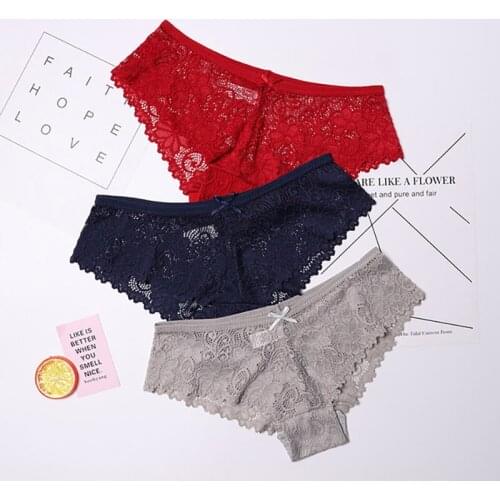 3 Pcs Panties for Woman Underwear Sexy Lace Breathable Soft Lingerie Female Briefs Panty Sexy Transparent Womens Underpants