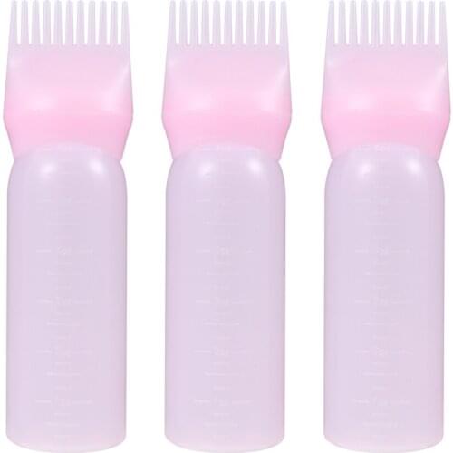 3pcs Shampoo Comb Bottle Portable Useful Prime Hair Dye Bottle Comb Applicator Hairdressing Supplies for Shampoo Cleaning Salon
