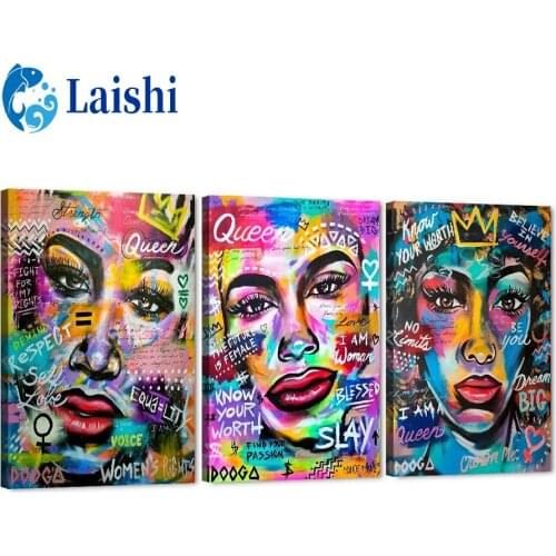 3pcs Diy Doodle African-American girl, indigenous Diamond Painting Diamond Embroidered Rhinestone Picture Mosaic Home Decoration