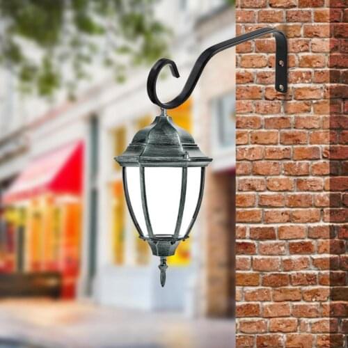 7.3 Inch Wrought Iron Hook Hanging Lantern Jacket Garden Flower Pot Decoration Rustic Retro For Wall Bending Bracket Planter