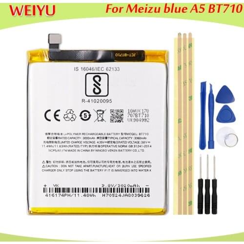 BT710 Battery For Meizu blue A5 M793Q M710M Batterie Bateria Batterij Accumulator AKKU 3060mAh+Tools