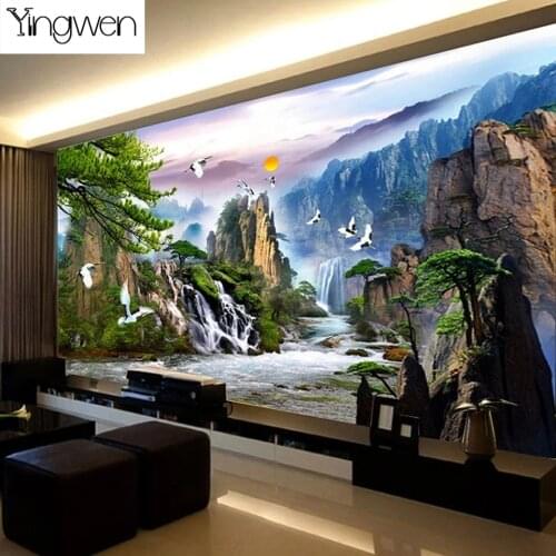 Full Square Round Drill 5D Diamond Painting Flowing Water Wealth Waterfall Embroidery Mosaic Cross Stitch Home Decoration Gift