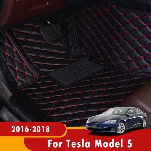 For Tesla Model S 2018 2017 2016 Custom Covers Car Floor Mats Carpets Auto Accessories Automobiles Artificial Leather Rugs