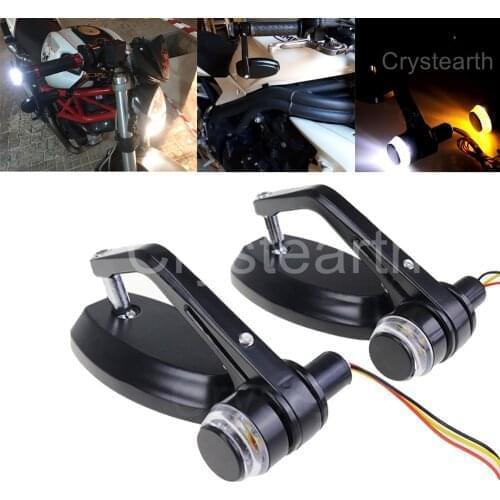 Motorcycle 7/8" 22mm Handle Bar End Mirrors Turn Signals Rear View Side Mirror For Honda Harley Cafe Racer Bobber Choppe Cruiser