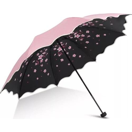 Flower Umbrella For Women Folding Fashion Girl Parasol Sun Portable Strongly Rain Female Sun UV clear Umbrellas Light