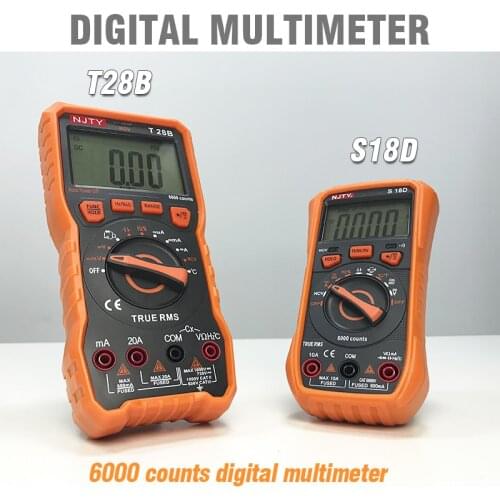 Digital Multimeter Auto-Ranging 6000 Counts Display Multimeter Tester 2 Probes Voltage Current Capacitance Measuring