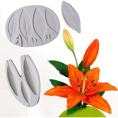 Flower Pro Lily & Lily Buds Mould Silicone Mold Fondant Cake Decorating Tool Gumpaste Sugarcraft Chocolate Forms Bakeware