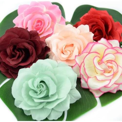 3pcs 10cm Large Artificial Silk Rose Flower Heads For Wedding Decoration DIY Wreath Gift Box Scrapbooking Craft Fake Flowers