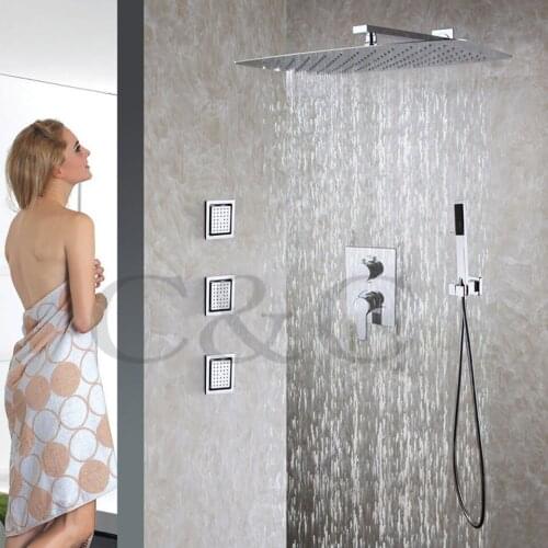 Wall Mounted Shower System Bathroom Shower Faucet Set 55X35 CM UFO Ultra-thin Rain Shower Head