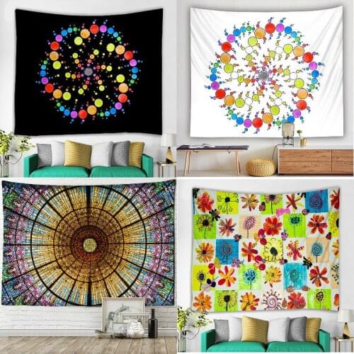 Tapestry Boho Chic Mandala Wall Mounted Home Moroccan Decoration Cathedral Paris South Rose Window Beach Tapestry