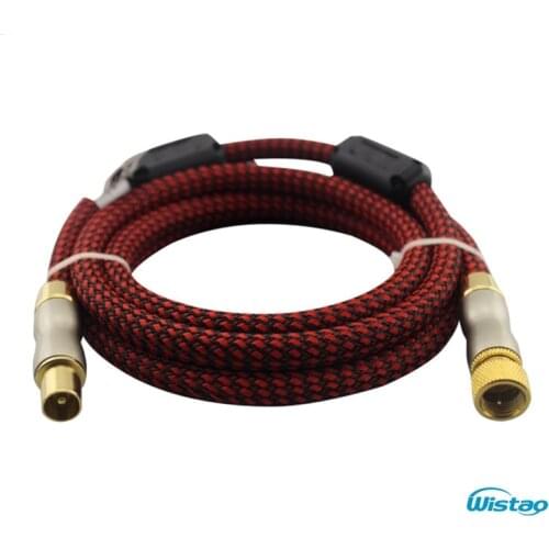 HIFI RF Cable Inch F head 4N OFC Conductor 24k Gold-plated Plug HD TV Closed-circuit Video 0.75-15m Red Color Free Shipping