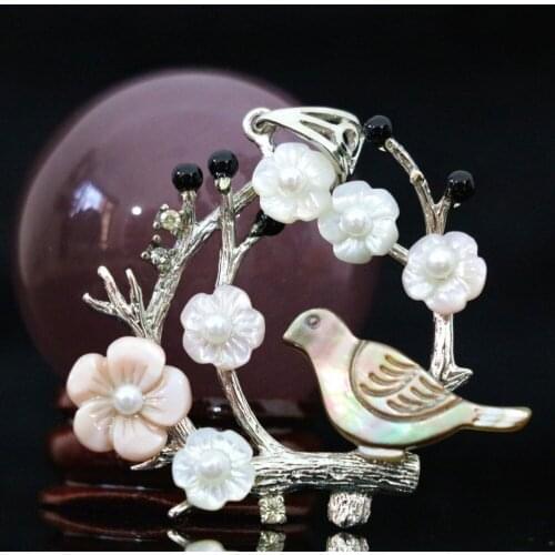 Hot natural top quality abalone bird white mother flower shell 44x47mm pendant silver-color purfle jewelry B1151