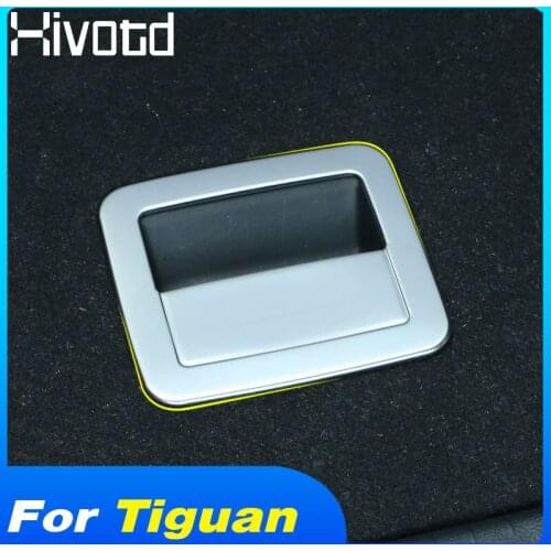 Hivotd For VW Tiguan MK2 2020 2019 Car Trunk Handle Frame Decoration ABS Chrome Sequins Panel Cover Sticker Interior Accessories