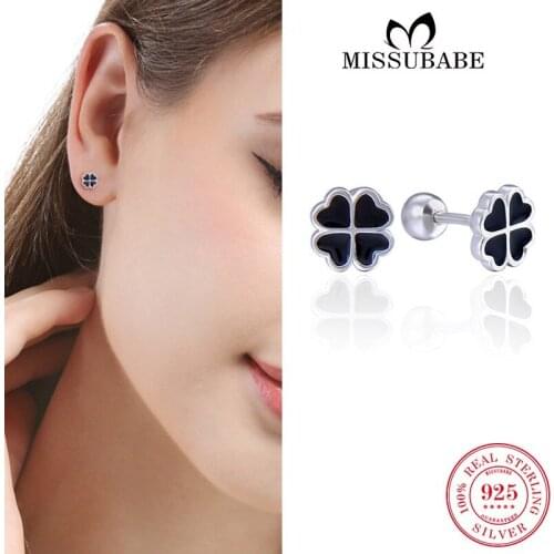 Fine Stud-earrings S925 Sterling Silver Four Leaf Clover Ear Studs Exquisite High Quality Cute Jewelry Gift For Women Girls