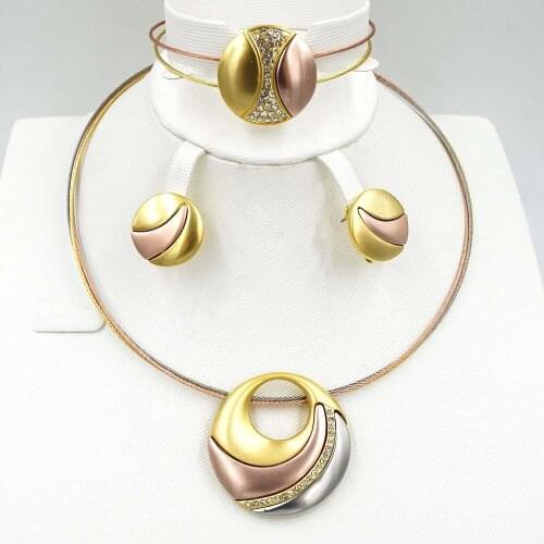 Dubai Gold Jewelry Sets Nigerian Wedding African Beads Crystal Bridal Jewellery Set Rhinestone Ethiopian Jewelry parure