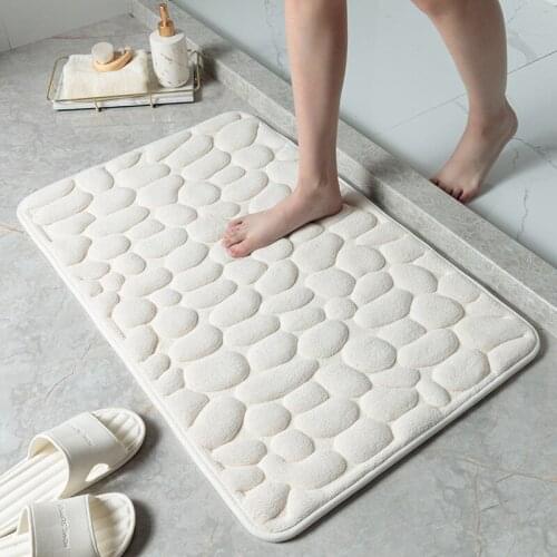 Bathroom Bath Mat Thicken Non-slip Flannel Memory Foam Pad Carpets Cobblestone Embossed Floor Rug Basin Bathtub Bathroom Doormat