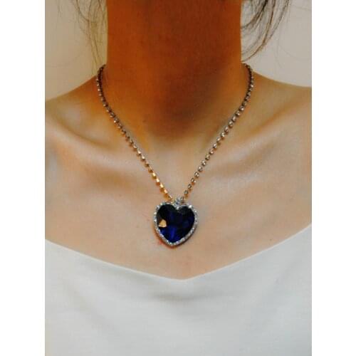 Crystal Pendant Heart Necklace Classic Titanic Ocean Crystal Heart Pendant Necklace Rhinestone Lover Gift