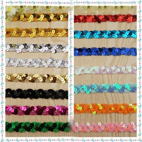 12meters/lot Beautiful Shiny Sequins Lace Fabric Trim For Costume Stage Dancing Garments Ribbons Handcraft Dencoration