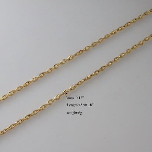 Min order 10$/Can mix design/ 6g 18" - YELLOW GOLD GP BENDED OVAL CIRCLE LINK CHAIN NECKLACE/Great Gift/Great Money Maker