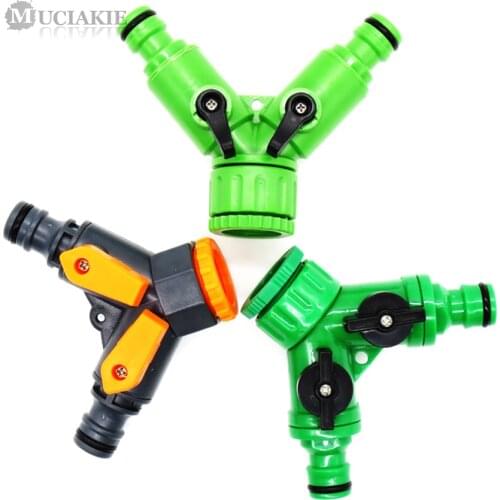 MUCIAKIE 3 Types of 1/2'' 3/4'' Female Thread Y Type Garden Water Connector with Valve Watering Coupling Adaptor Drip Irrigation